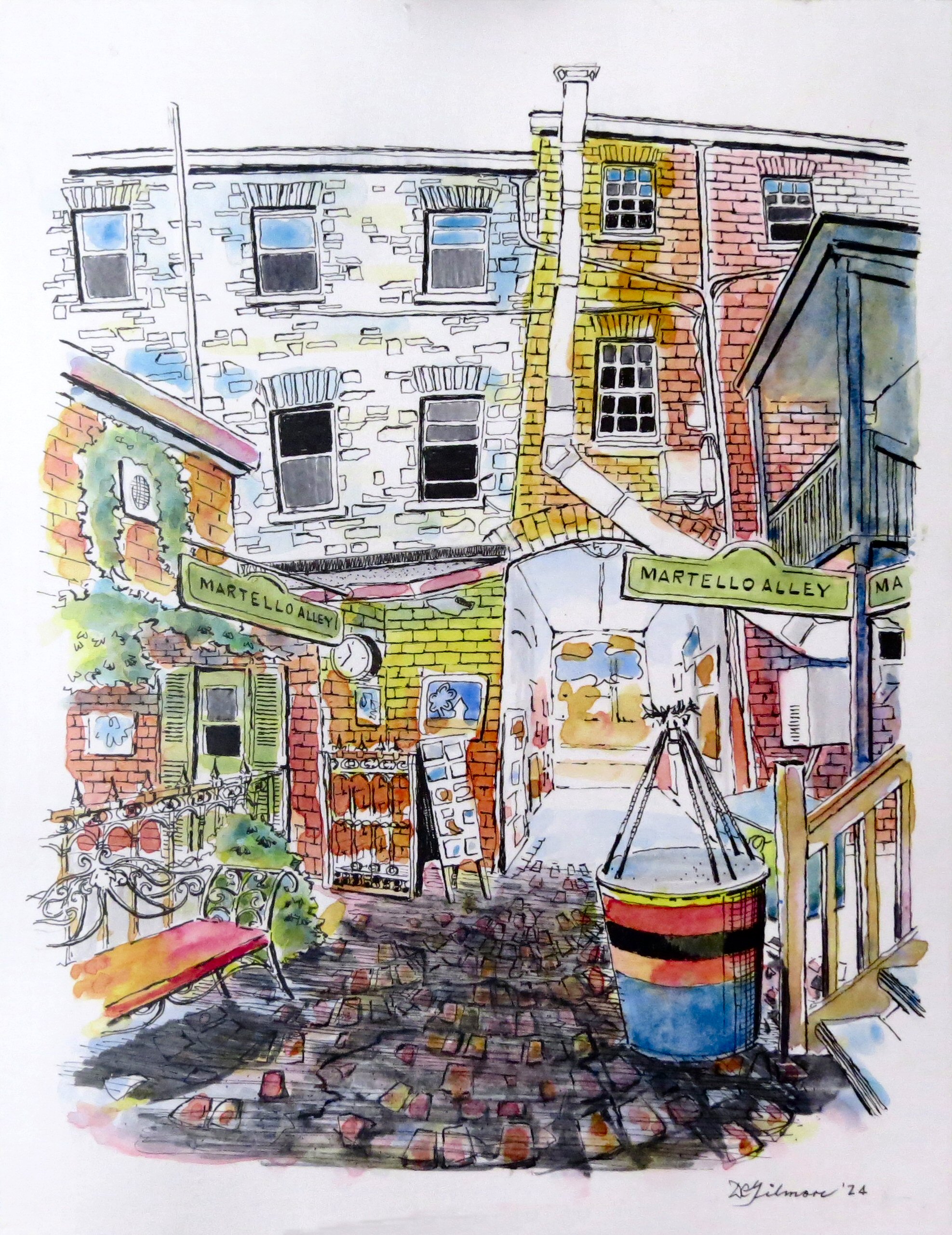 kgstn martello alley west view pen wash [553]