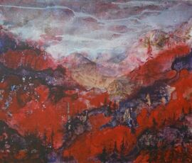 garden of flames, 20 x 24 in, acrylic, 2006 old see 2019