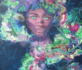 green eyed goddess, acrylic, 20 x 16 in sm