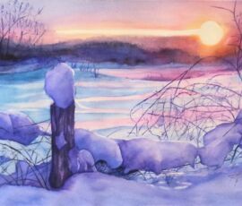 Kim Fournier k. fournier winter sunset across the field web