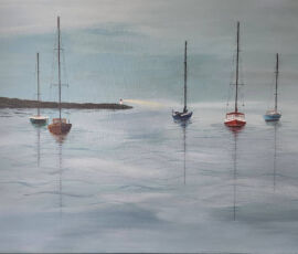 sailboats in the mist